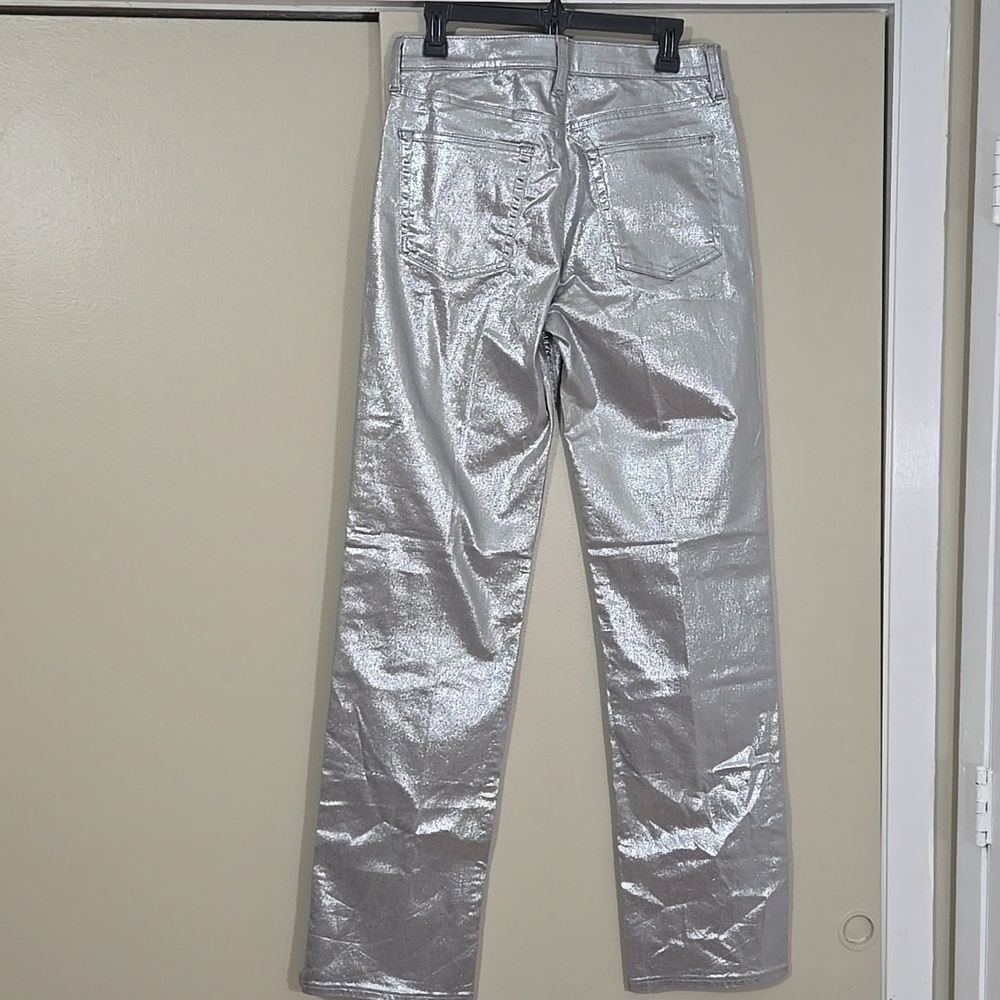 GAP Metallic Silver 90s Mid Rise Jeans Pants Size 28/6 Tall - Picture 5 of 9